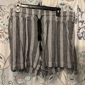Westbound Black and White Striped High Waist Women's Shorts